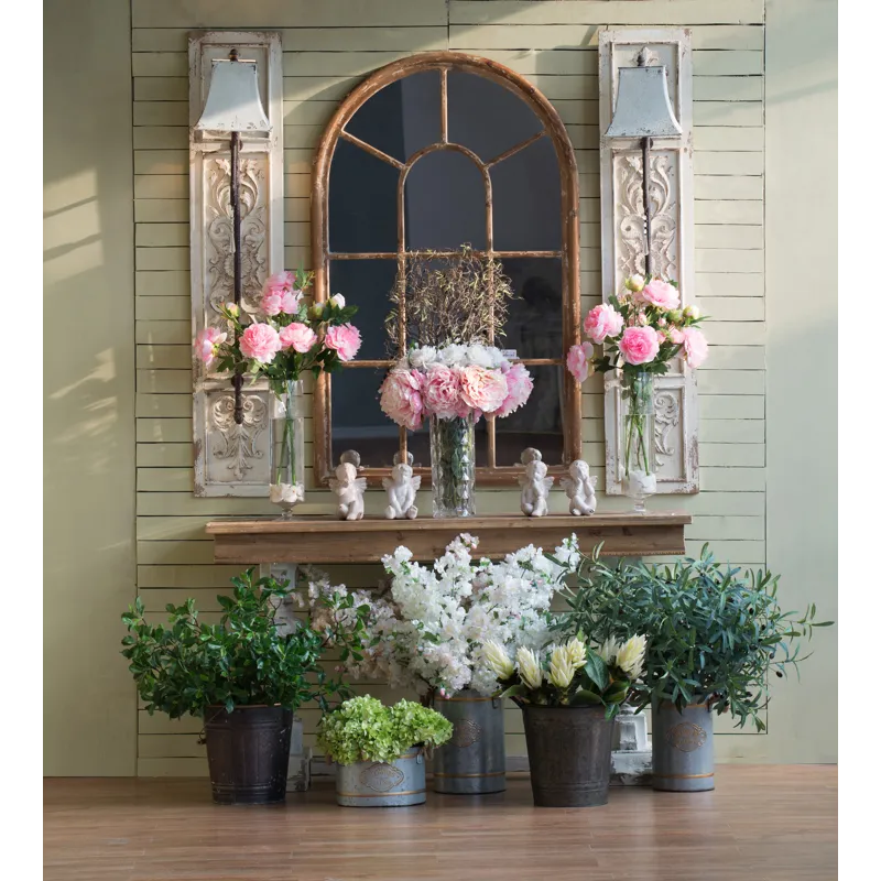 Large Arched Accent Mirror With Frame With Decorative Window Look Classic Architecture Style Solid F