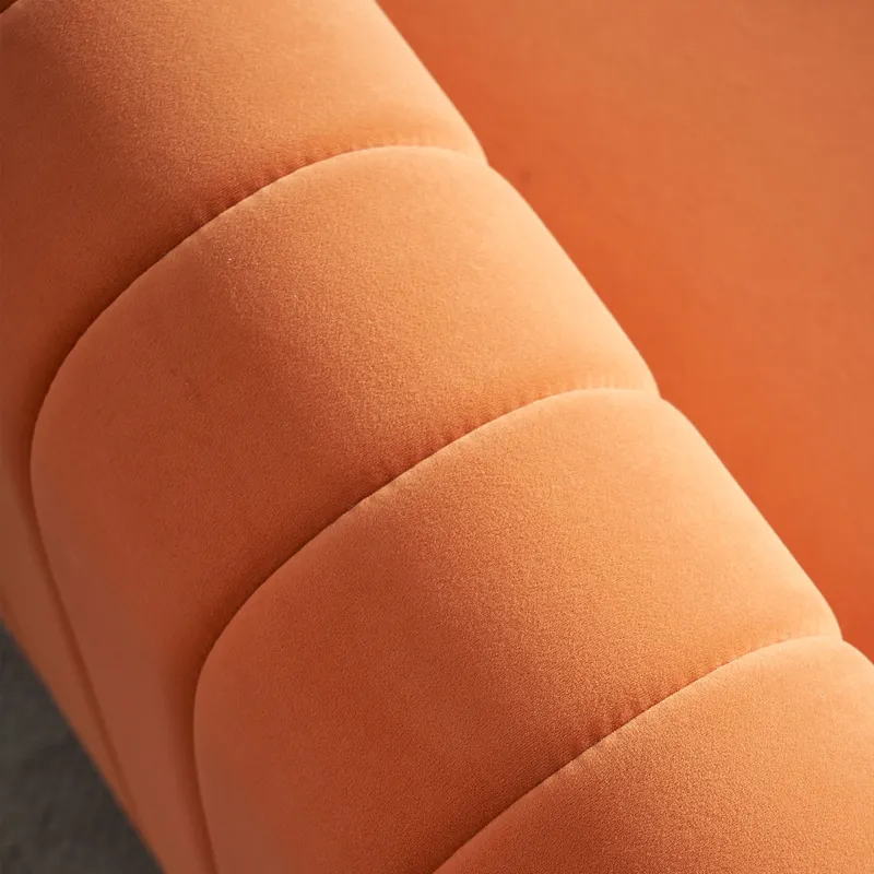 Contemporary Velvet Sofa Couch For Living Room - Orange