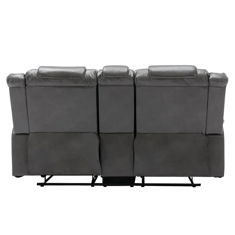 2 Seater Home Theater Recliner Manual Recliner Chair With A Storage Box And Two Cup Holders For Livi