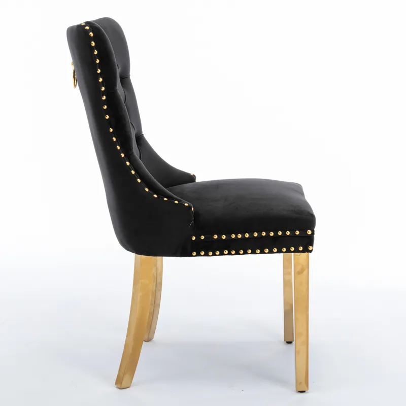 Nikki - Modern, High-End Tufted Solid Wood Contemporary Velvet Upholstered Dining Chair With Golden 