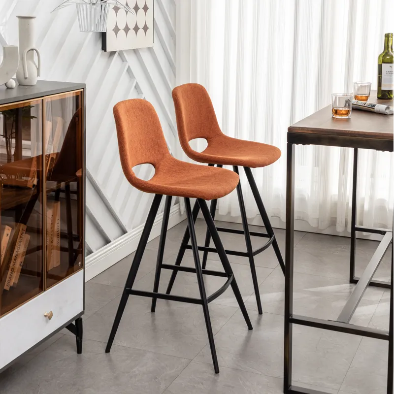 Porth - 28.25\" Fabric Kitchen Counter Height Stools (Set of 2) - Orange