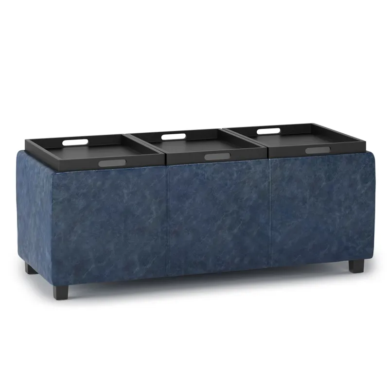 Avalon - Storage Ottoman - Denim Blue