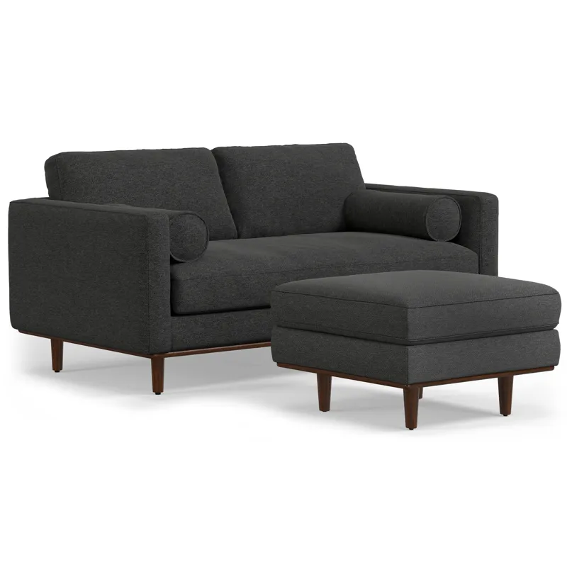 Morrison - 72\" Sofa and Ottoman Set - Charcoal Gray