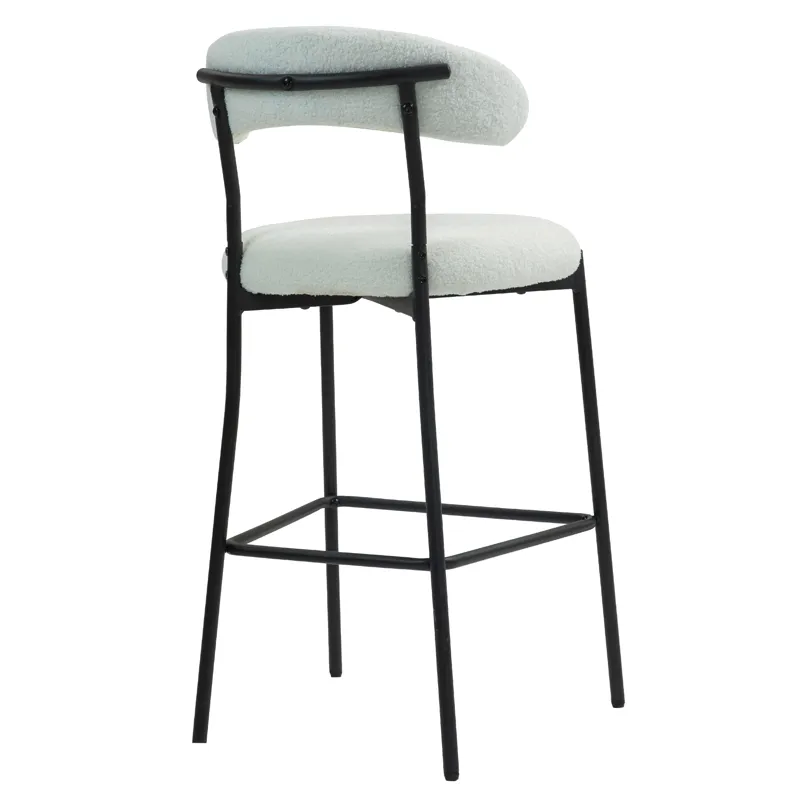 Counter Height Bar Stools Teddy Fabric Cover Kitchen Island Counter Bar Stool With Black Powder Coat