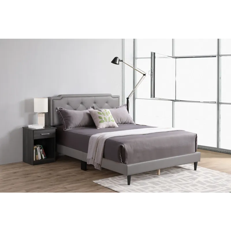 Deb - G1112-QB-UP Queen Bed (All in One Box) - Light Gray