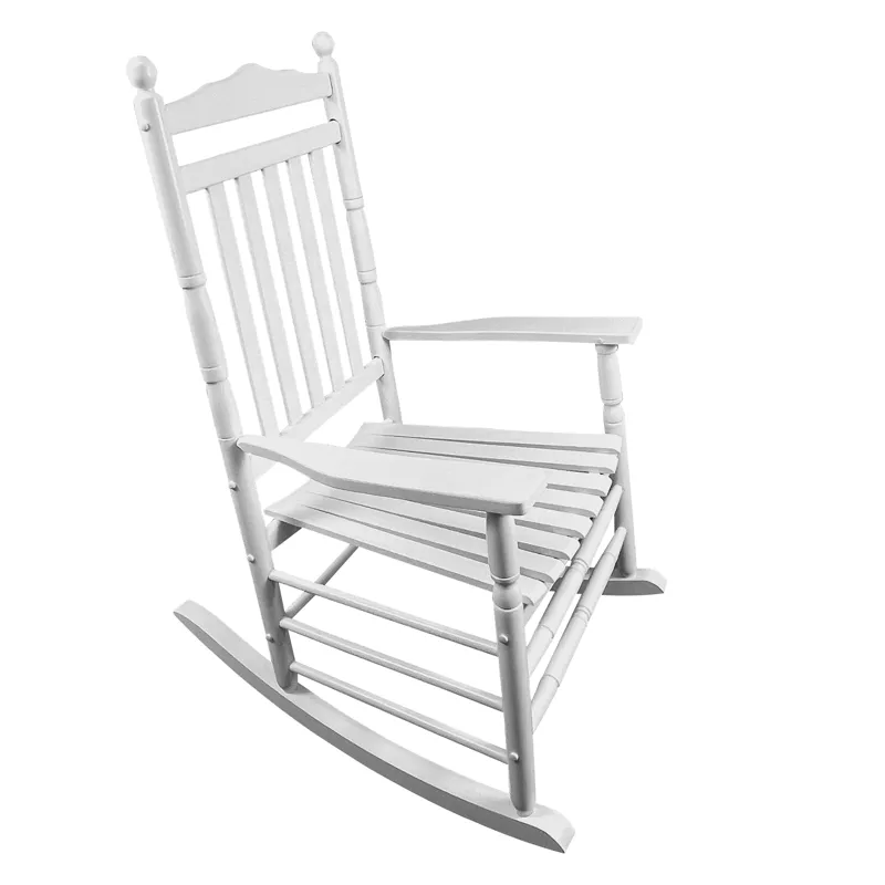 Balcony Porch Wood Adult Rocking Chair - White