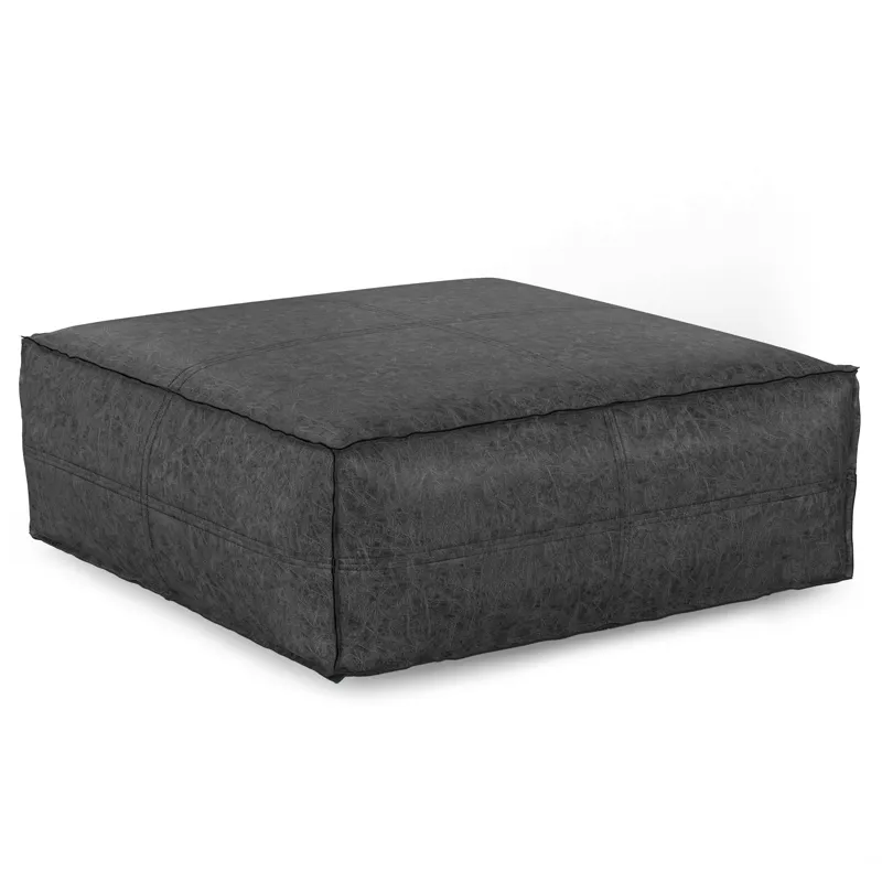 Brody - Extra Large Coffee Table Pouf - Distressed Black