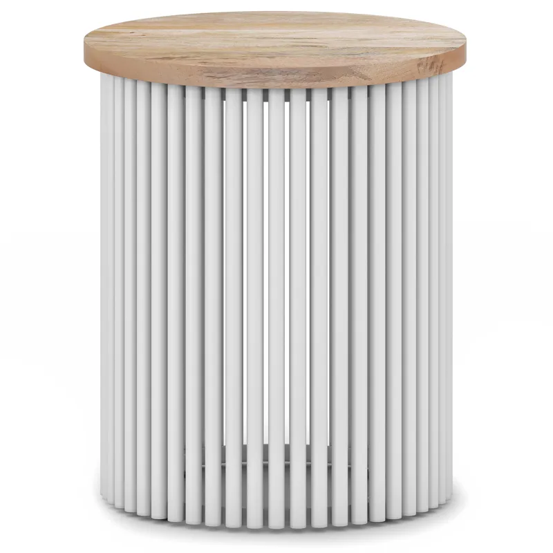 Demy - Metal and Wood Accent Table - Natural / White