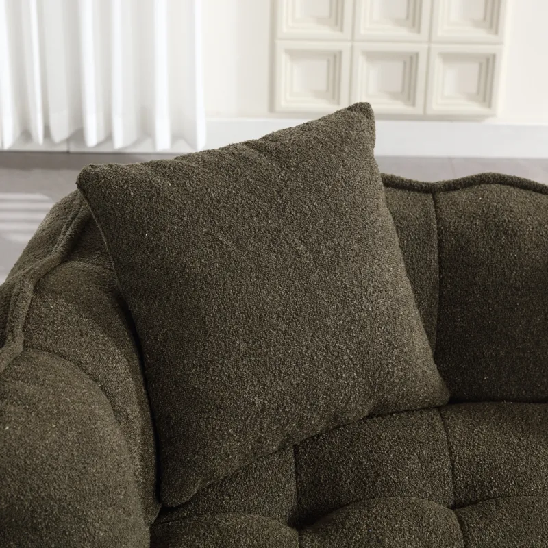 Soft Beanbag Chair With High Resilience Foam Core For Two People - Olive Green