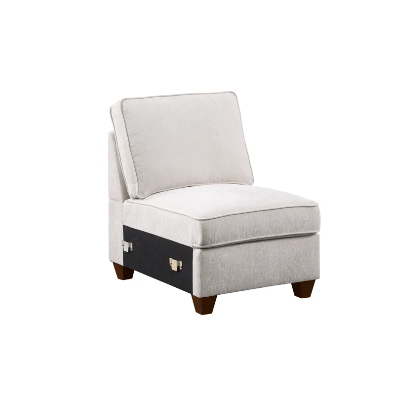 Rene - Sectional Sofa With Ottoman - Beige