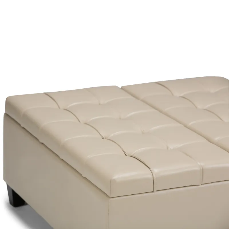 Harrison - Coffee Table Storage Ottoman - Satin Cream