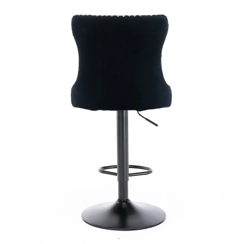 Swivel Velvet Barstools Adjusatble Seat Height, Modern Upholstered Bar Stools With Backs Comfortable