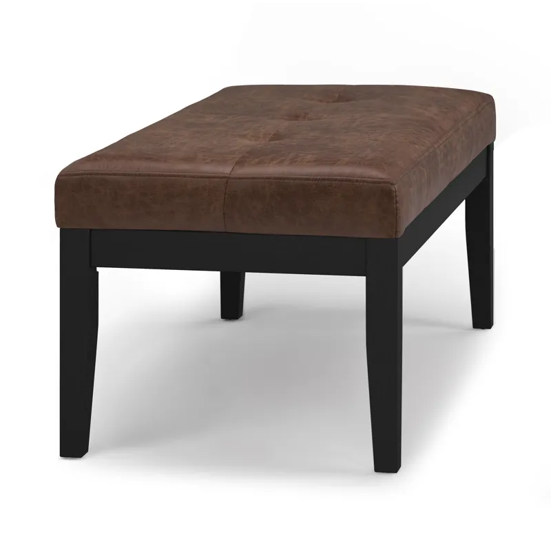 Lacey - Tufted Ottoman Bench - Distressed Chestnut Brown