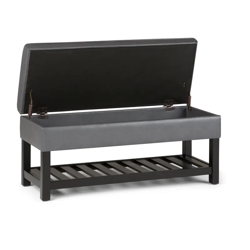 Cosmopolitan - Storage Ottoman Bench with Open Bottom - Stone Grey