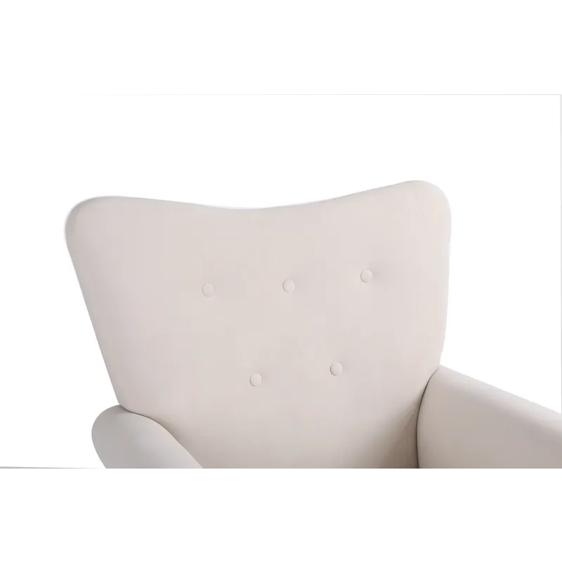 Baby Room High Back Rocking Chair Nursery Chair, Comfortable Rocker Fabric Padded Seat, Modern High 