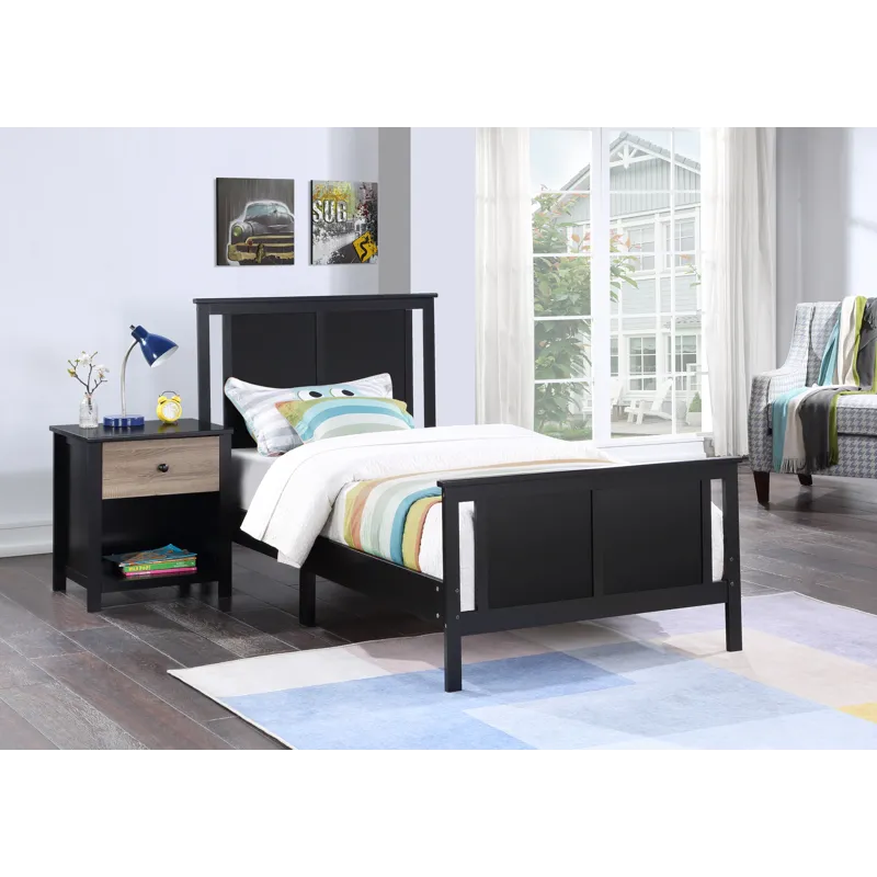 Connelly - Reversible Panel Twin Bed - Black/Vintage Walnut