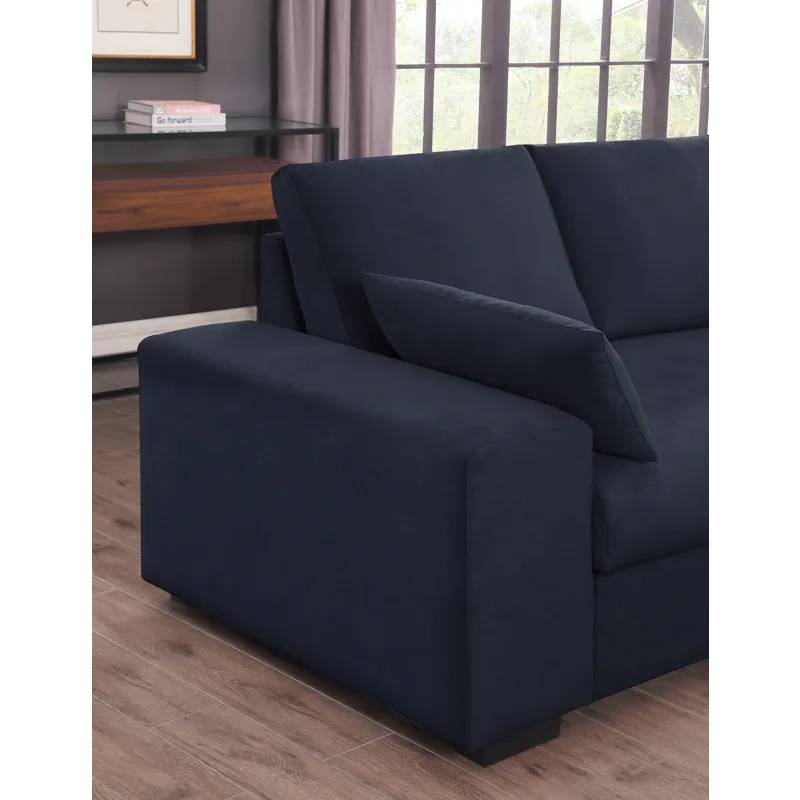 Joshua - 100\"W Dark Gray Woven Fabric Sectional Sofa With Right Facing Chaise and Console Ottoman