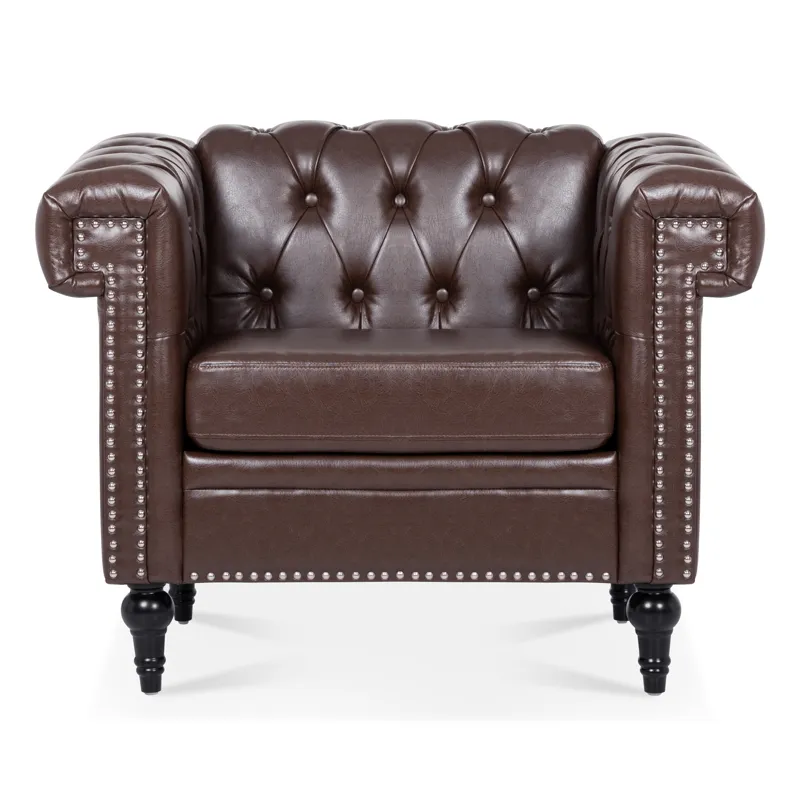1 Seater Sofa For Living Room - Brown PU