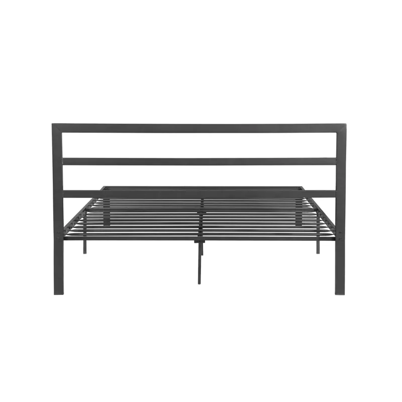 Queen Metal Bed Frame With Headboard - Charcoal Gray
