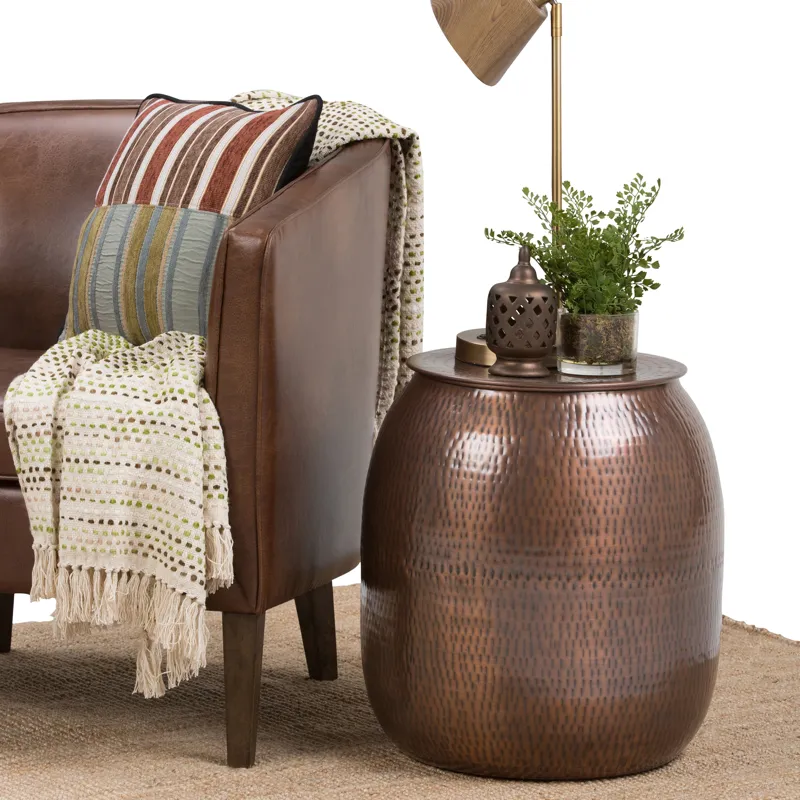 Griffen - Metal Storage Accent Table - Antique Copper