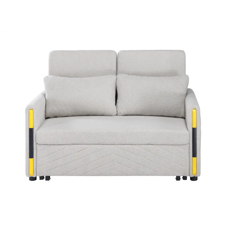 Percy - Teddy Velvet Sleeper Loveseat With Dual-Pull Sleeper Design - Beige