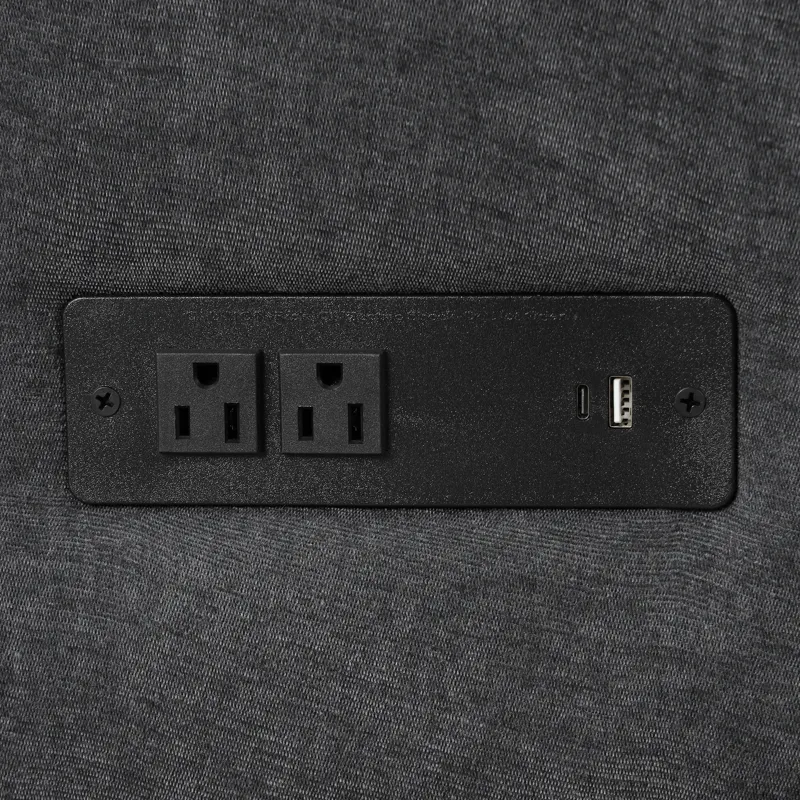 L-Shaped Sofa Convertible Sofa Bed Pull Out Sofa Sleeper With Two Back Pillows, Two USB Ports And Tw