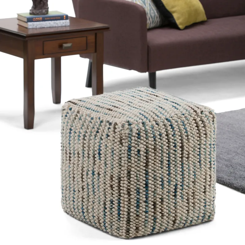 Zoey - Woven Cube Pouf - Multi Color