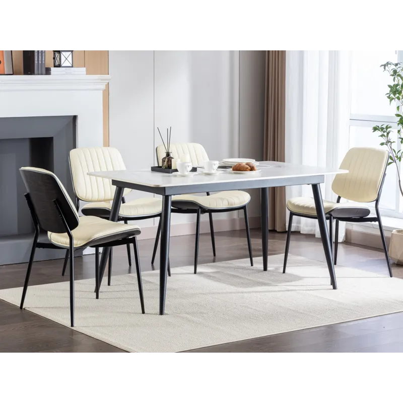 Dining Chairs (Set of 2) Mid-Century Modern Retro Faux Leather Chair With Walnut Bentwood Back Uphol