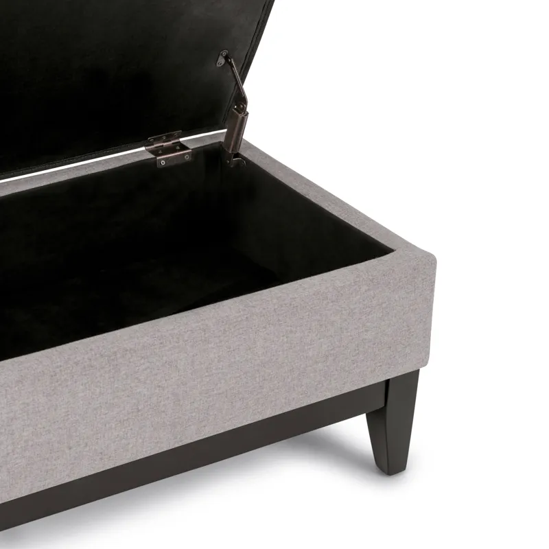 Oregon - Storage Ottoman Bench with Tray - Cloud Grey