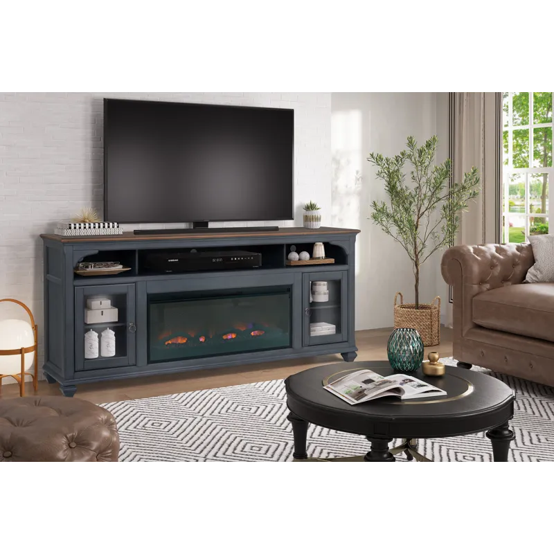 Americana - 86\" Fireplace TV Stand - Corduroy Blue