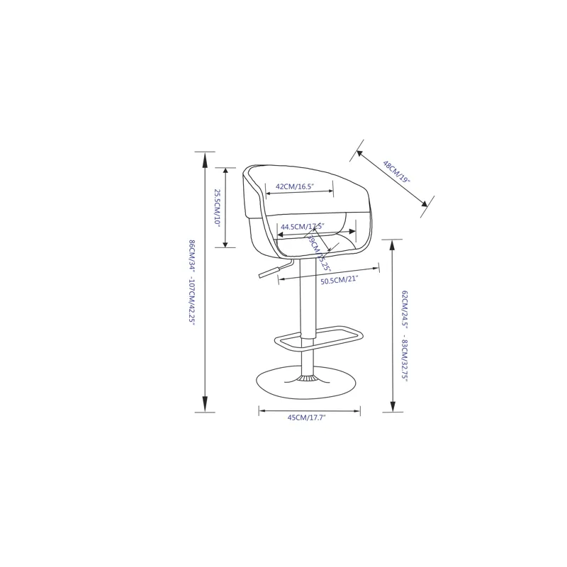 Lowell - Adjustable Swivel Bar Stool - Blue