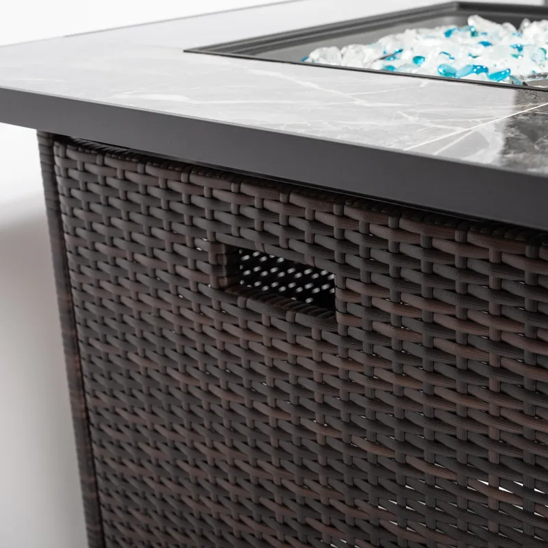 30\" Outdoor Fire Table Propane Gas Fire Pit Table With Lid Gas Fire Pit Table With Glass Rocks And 