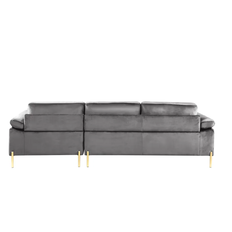 Shannon - Velvet Sectional Sofa With Chaise - Gray