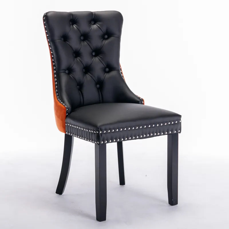 Nikki - Modern, High-End Tufted Solid Wood Contemporary PU And Velvet Upholstered Dining Chair With 