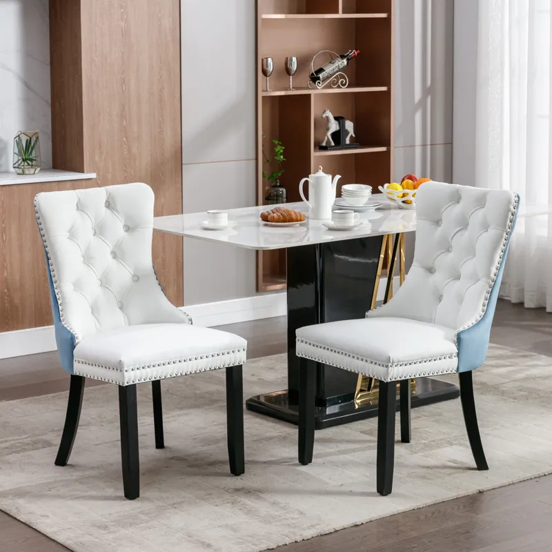 Nikki - Modern, High-End Tufted Solid Wood Contemporary PU And Velvet Upholstered Dining Chair With 