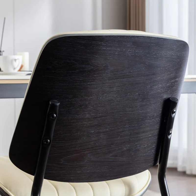 Dining Chairs (Set of 2) Mid-Century Modern Retro Faux Leather Chair With Walnut Bentwood Back Uphol