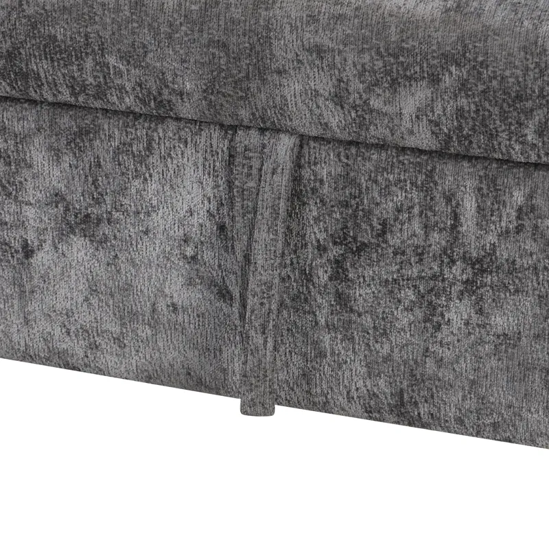 Sectional Sofa Pull-Out Sofa Bed Sleeper With A Storage Ottoman, Three Pillows And Charging Devices 