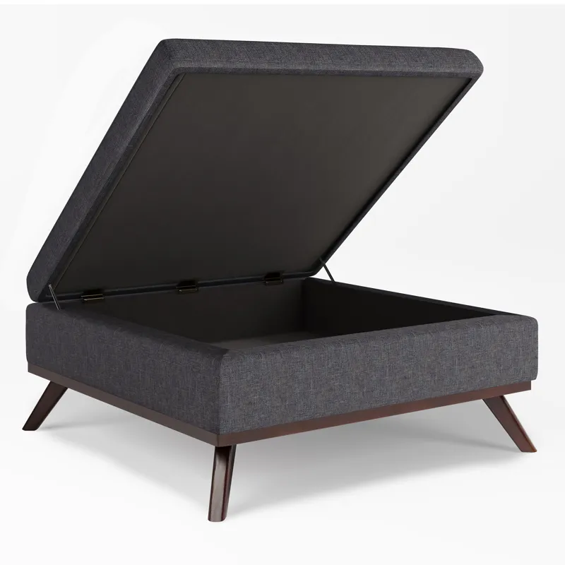 Owen - Square Coffee Table Storage Ottoman - Slate Grey