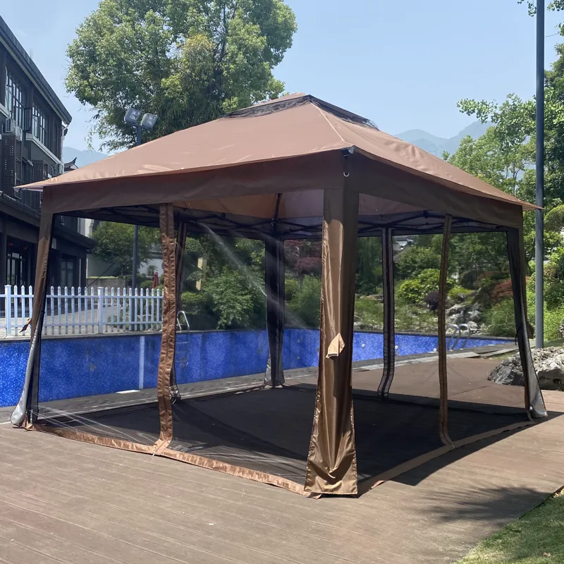 Outdoor 11X 11Ft Pop Up Gazebo Canopy With Removable Zipper Netting, 2 Tier Soft Top Event Tent, Sui