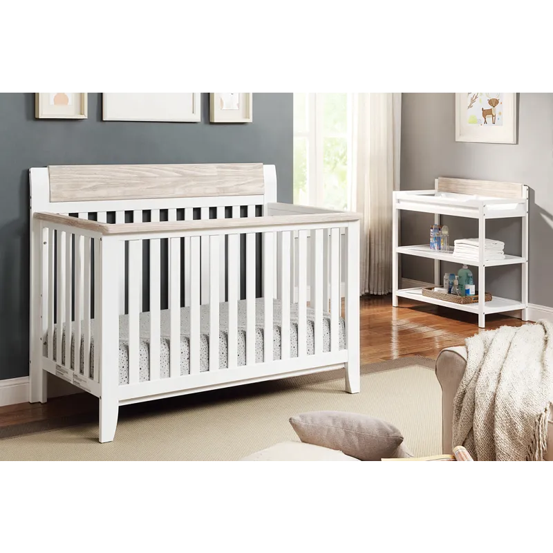 Hayes - 4-in-1 Convertible Crib - White/Natural
