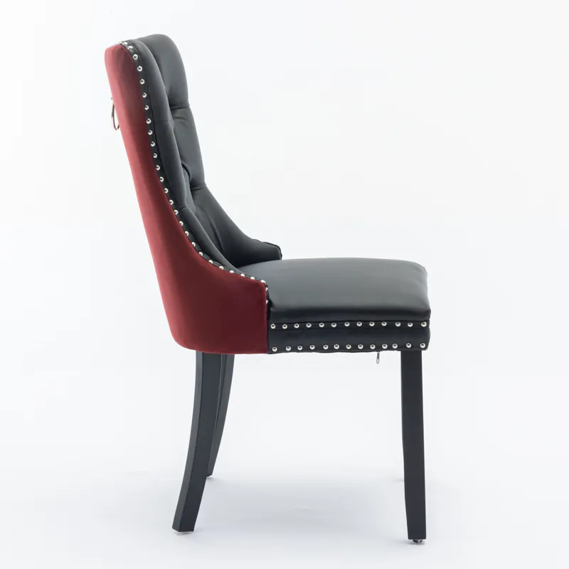 Nikki - Modern, High-End Tufted Solid Wood Contemporary PU And Velvet Upholstered Dining Chair With 