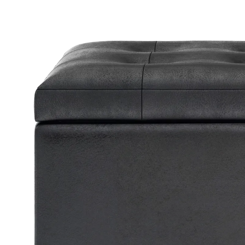 Cosmopolitan - Storage Ottoman - Distressed Black