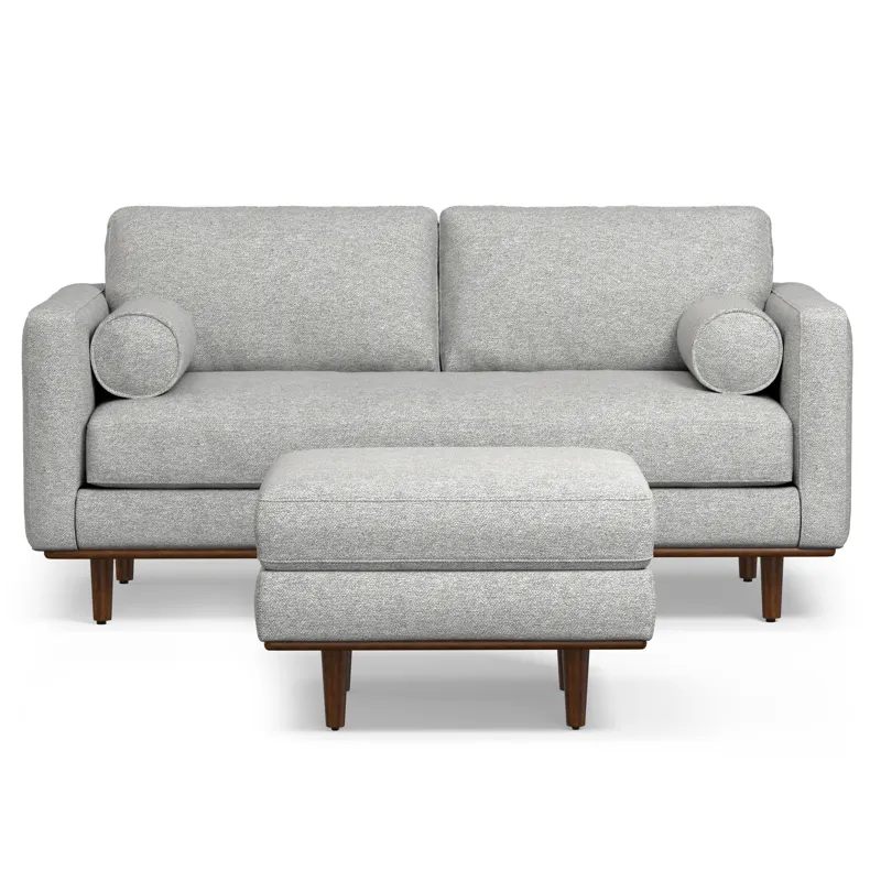 Morrison - 72\" Sofa and Ottoman Set - Mist Gray