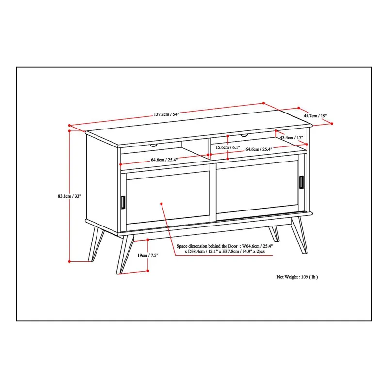Draper - Mid Century Tall TV Media Stand - Teak Brown