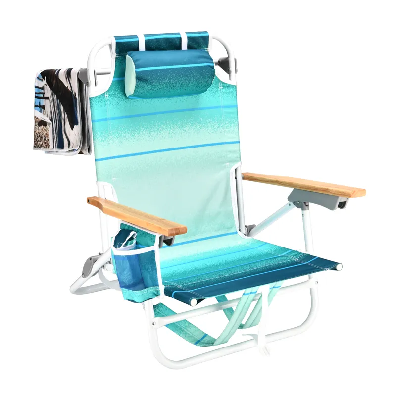 Backpack Beach Chair For Adults, Beach Towel, 5 Position Chair With Pouch Folding Lightweight Positi