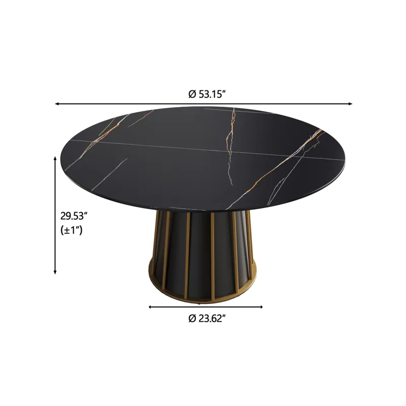 Modern Artificial Stone Round Metal Iron Base Dining Table, Can Accommodate 6 People (Not Including 