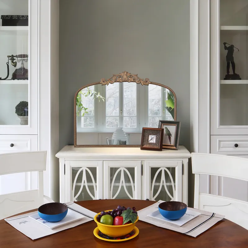 Classic Design Arch Mirror And Baroque Inspired Frame For Living Room Bathrrom Enterway Console - Go