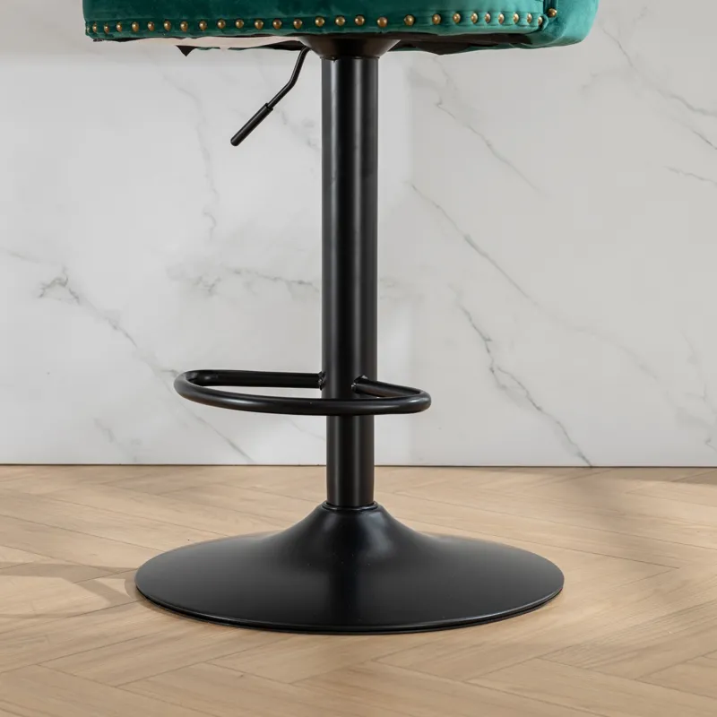 Swivel Velvet Barstools Adjusatble Seat Height, Modern Upholstered Bar Stools With Backs Comfortable
