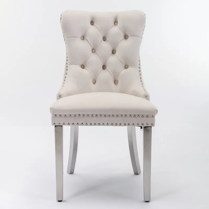 Nikki - Modern, High-End Tufted Solid Wood Contemporary Velvet Upholstered Dining Chair With Chrome 
