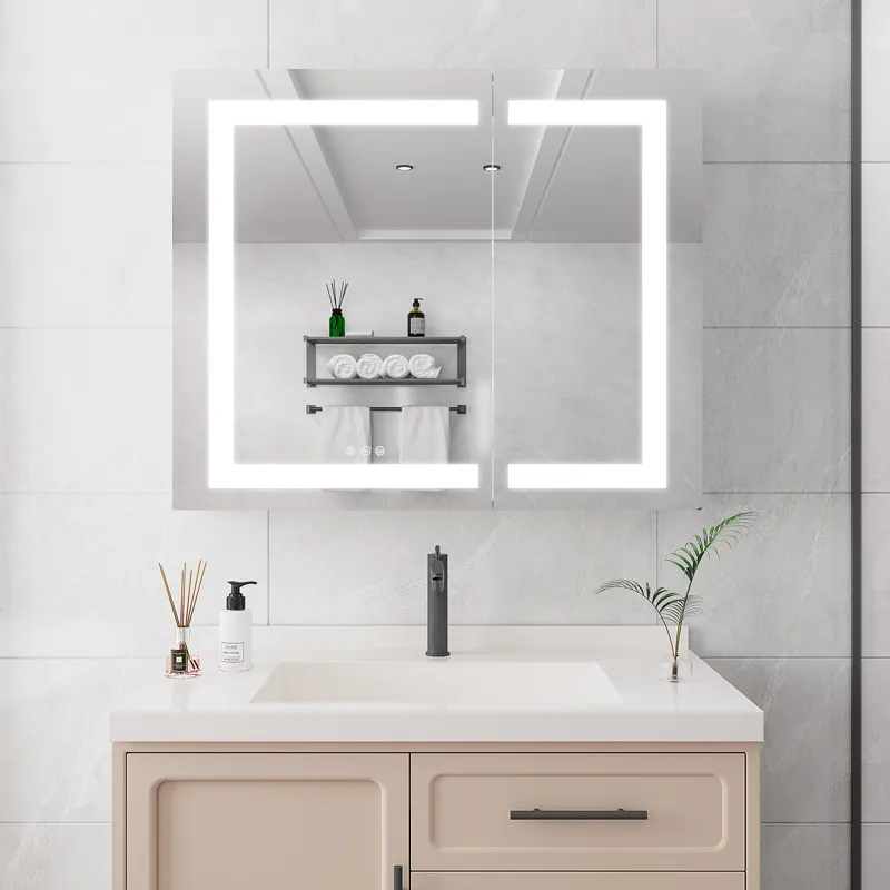 36X30\" Medicine Cabinet With LED Vanity Mirror, Anti-Fog Recessed Or Surface Mount Bathroom Double 